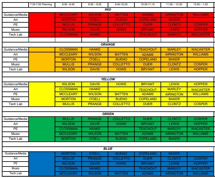 21/22 Special Schedule